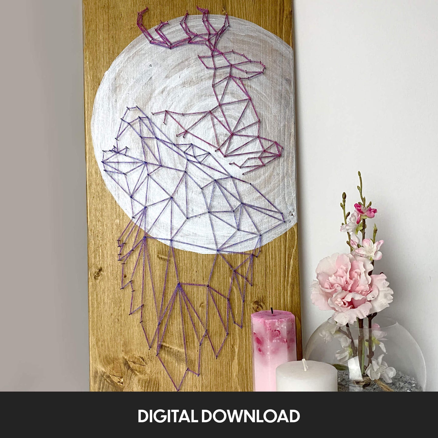 Geometric Wolf and Deer - Stringart Template