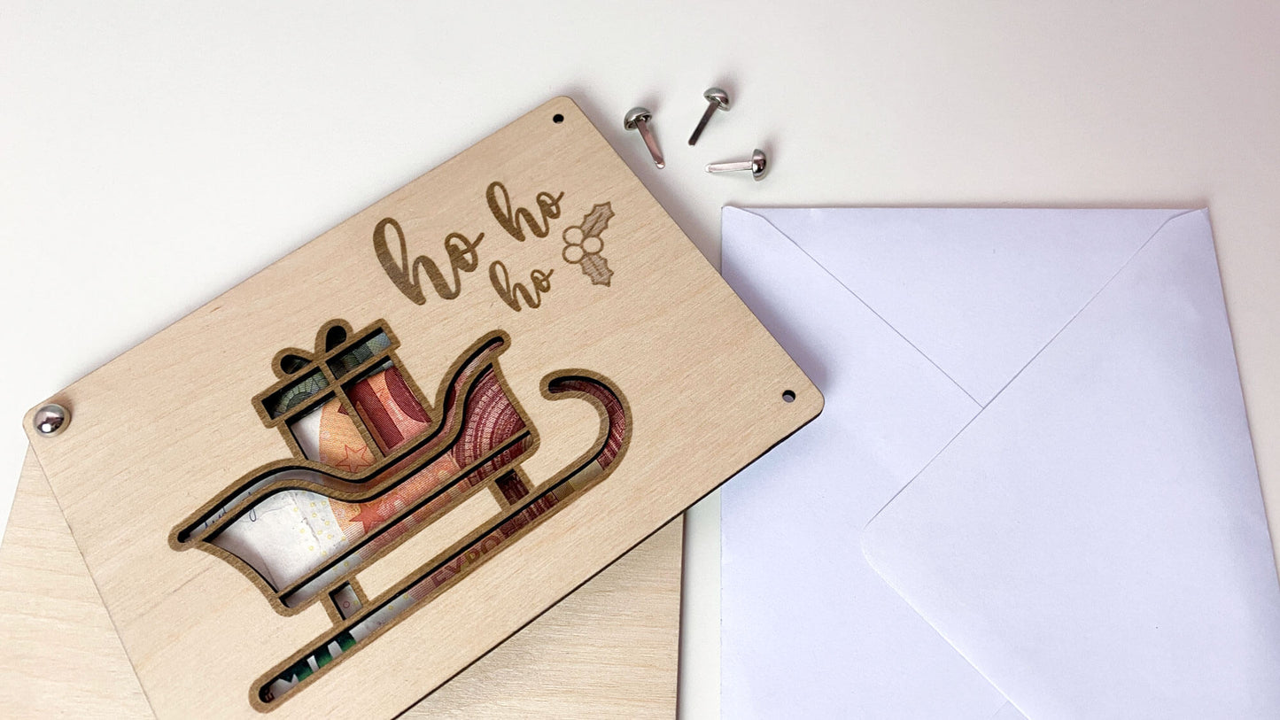 Ho ho ho Christmas - wooden card
