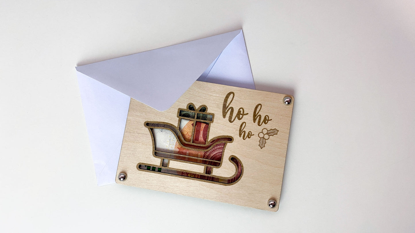 Ho ho ho Christmas - wooden card