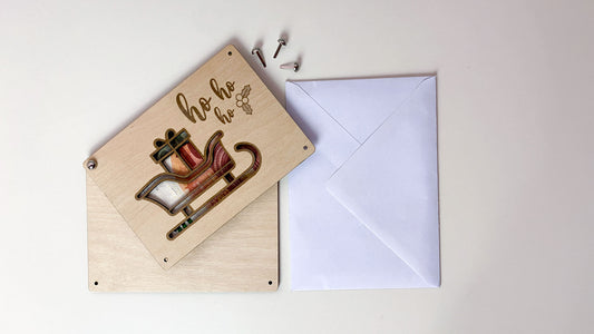 Ho ho ho Christmas - wooden card