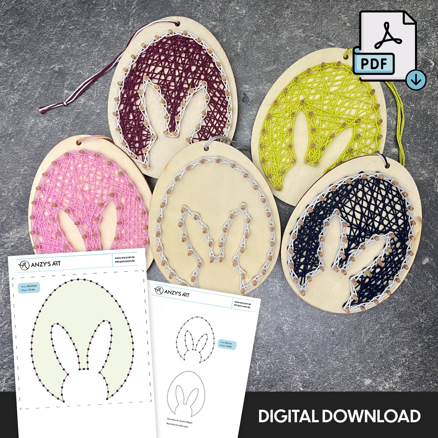 Easter Egg with Bunny - Thread Picture Template