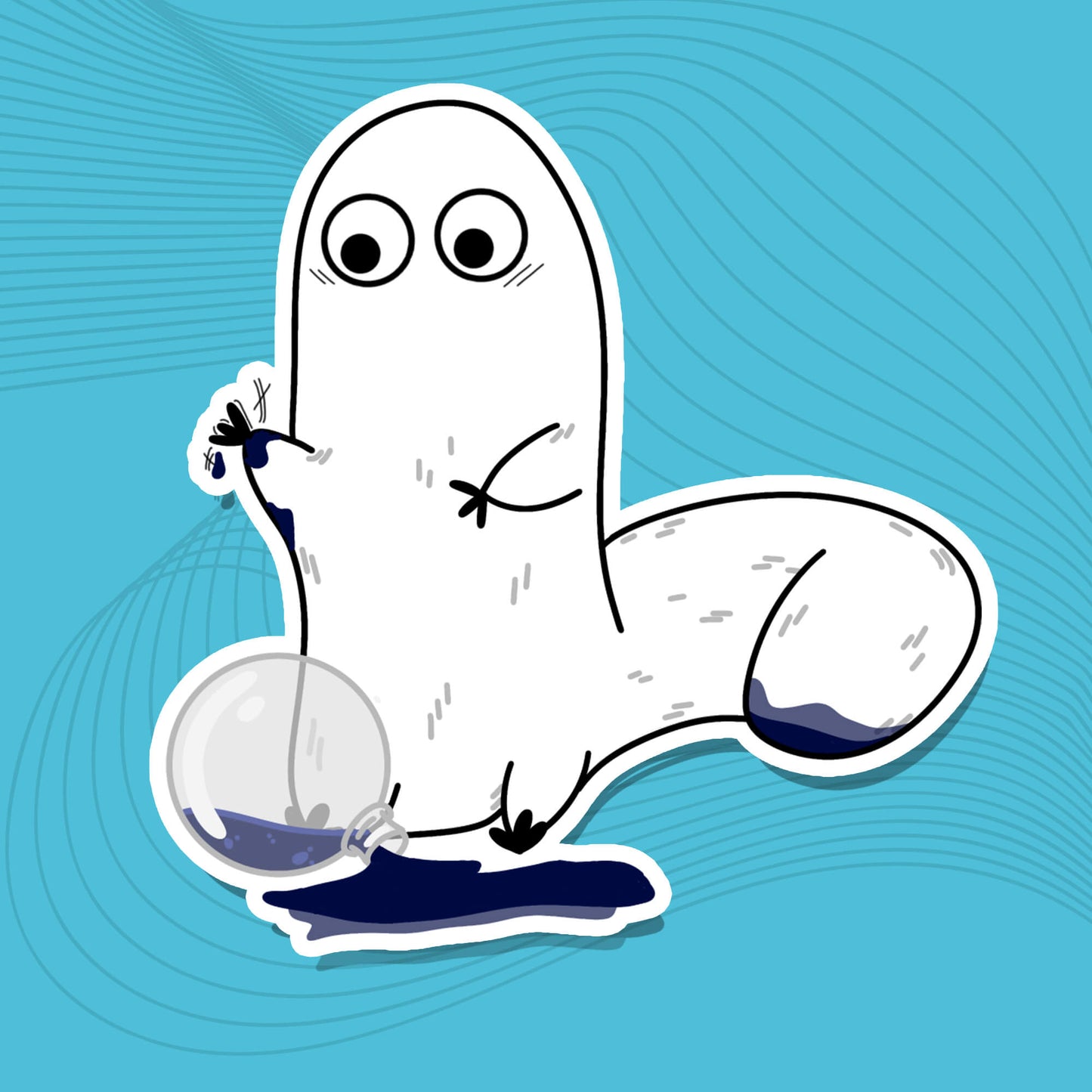 Pinselwurm Tinte – Die-Cut-Sticker