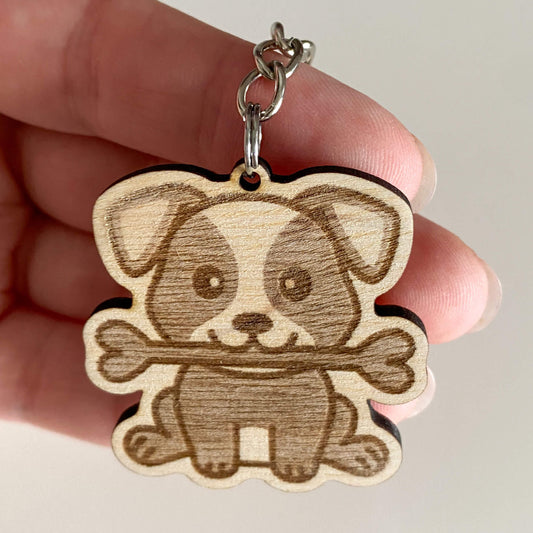 Hund mit Knochen - Schlüsselanhänger