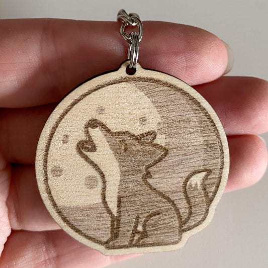 Wolf mit Mond - Schlüsselanhänger