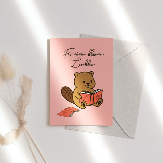 Lesebiber - Grußkarte