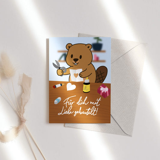 Mit Liebe gebastelt - Grußkarte