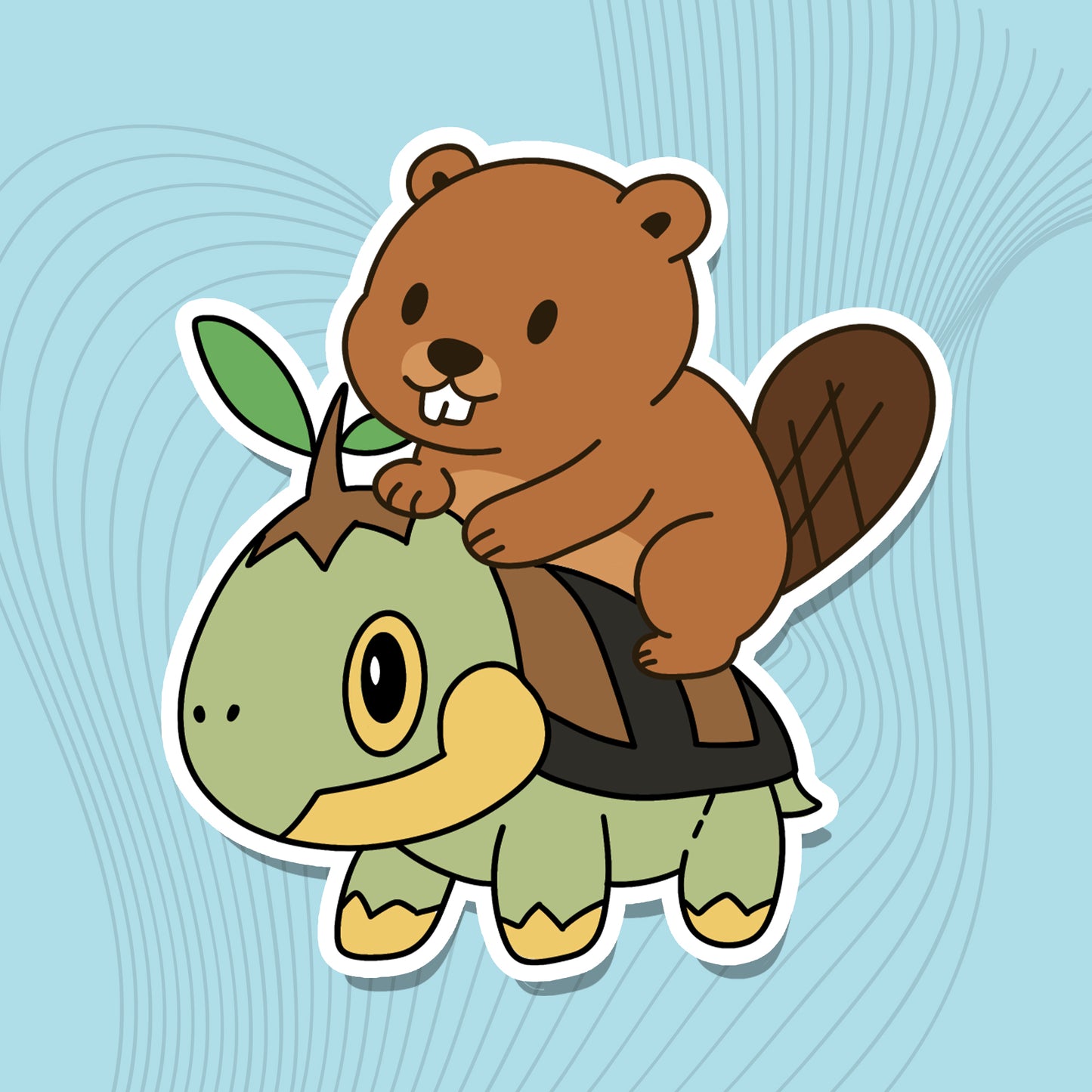 Bubbles mit Pflanzen-Schildkröte –  Die-Cut-Sticker