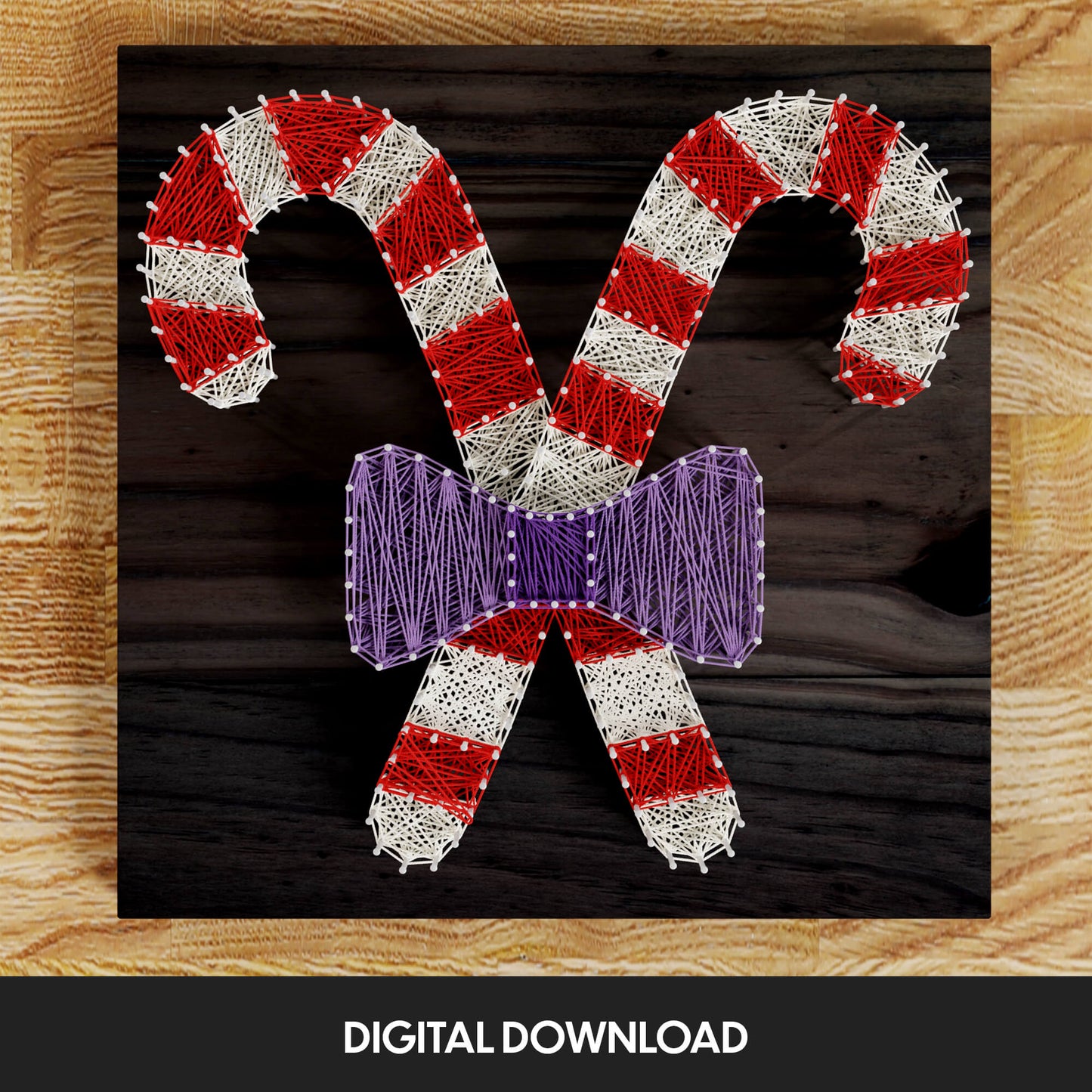 Candy Canes with Bow - Thread Picture Template