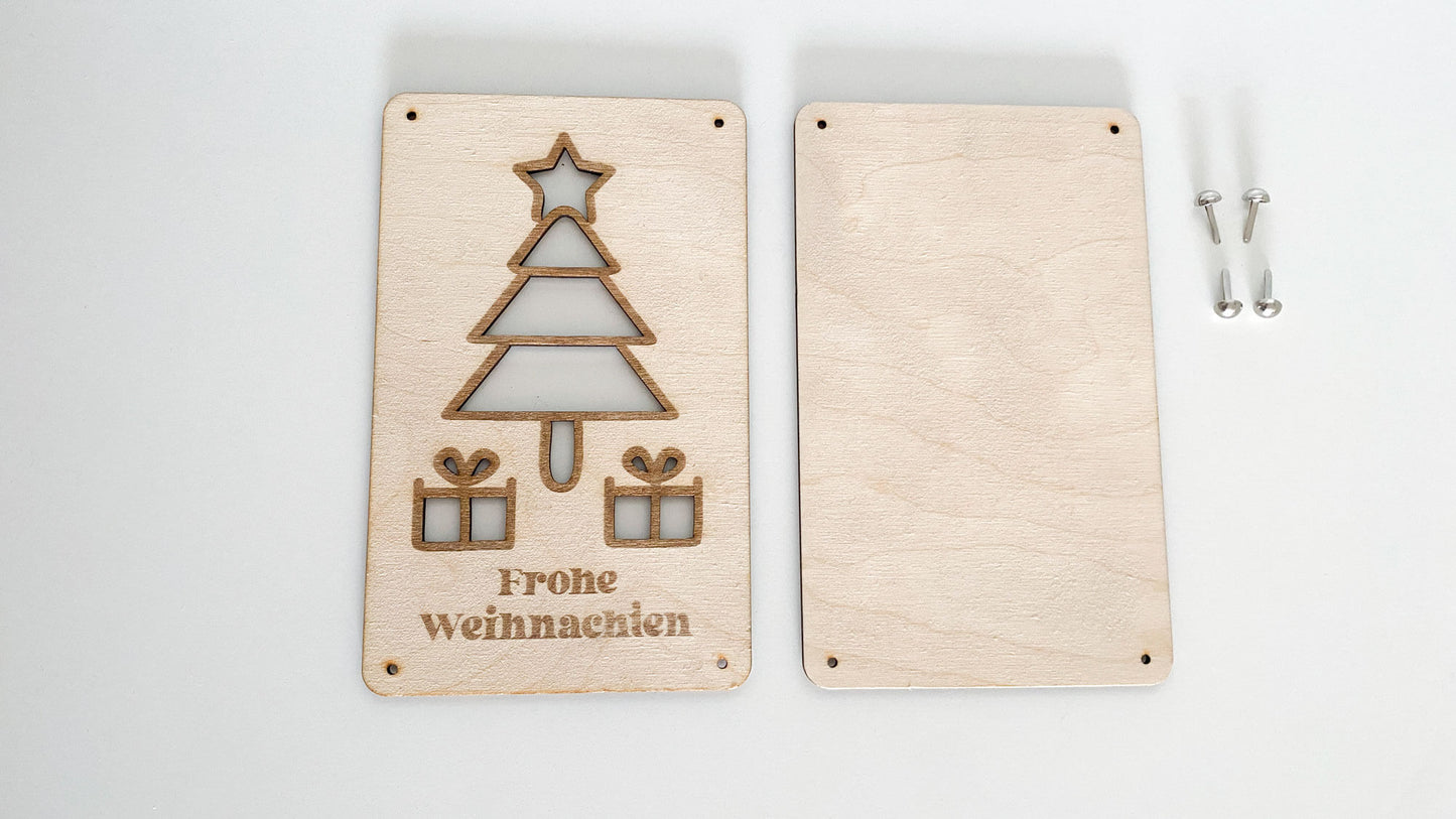 Frohe Weihnachten - Holzkarte