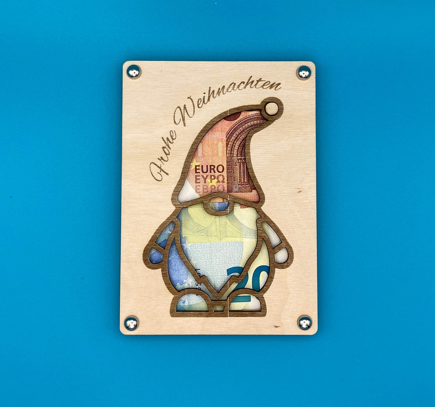 Frohe Weihnachten Gnom - Holzkarte