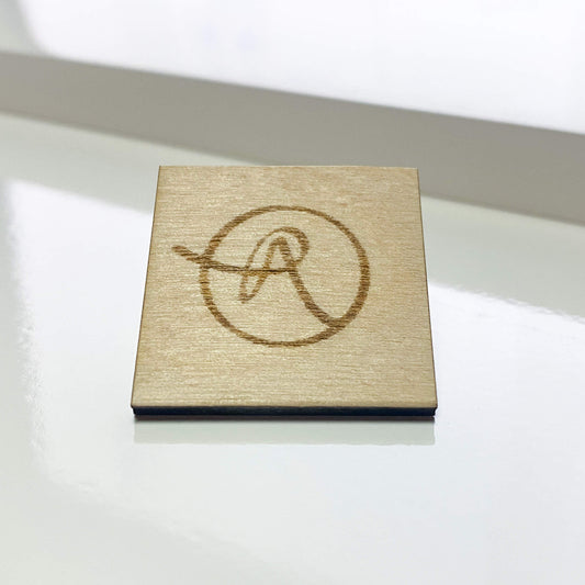 Square wooden pin with engraving - individual & sustainable