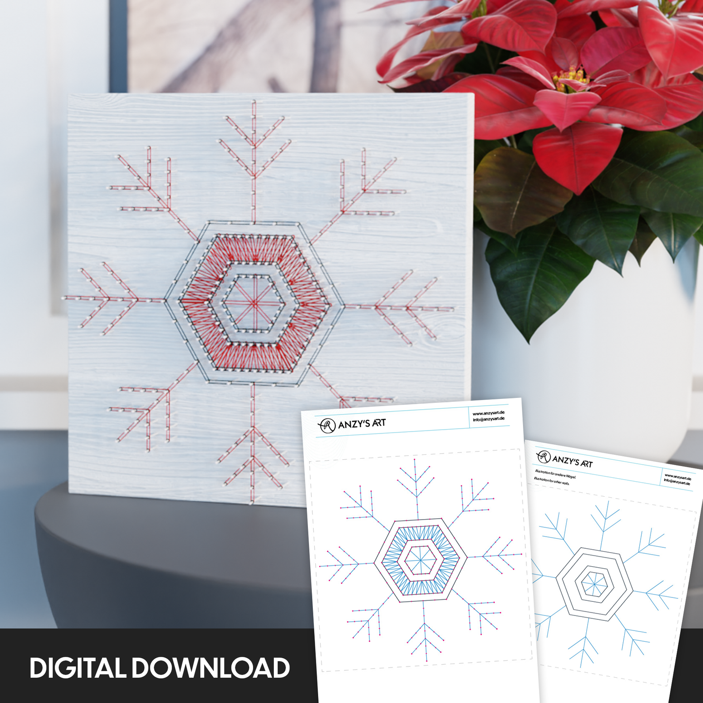 Hexagon Snowflake - Thread Picture Template