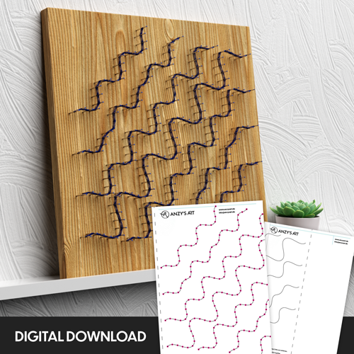 Boho wavy lines - String art pattern