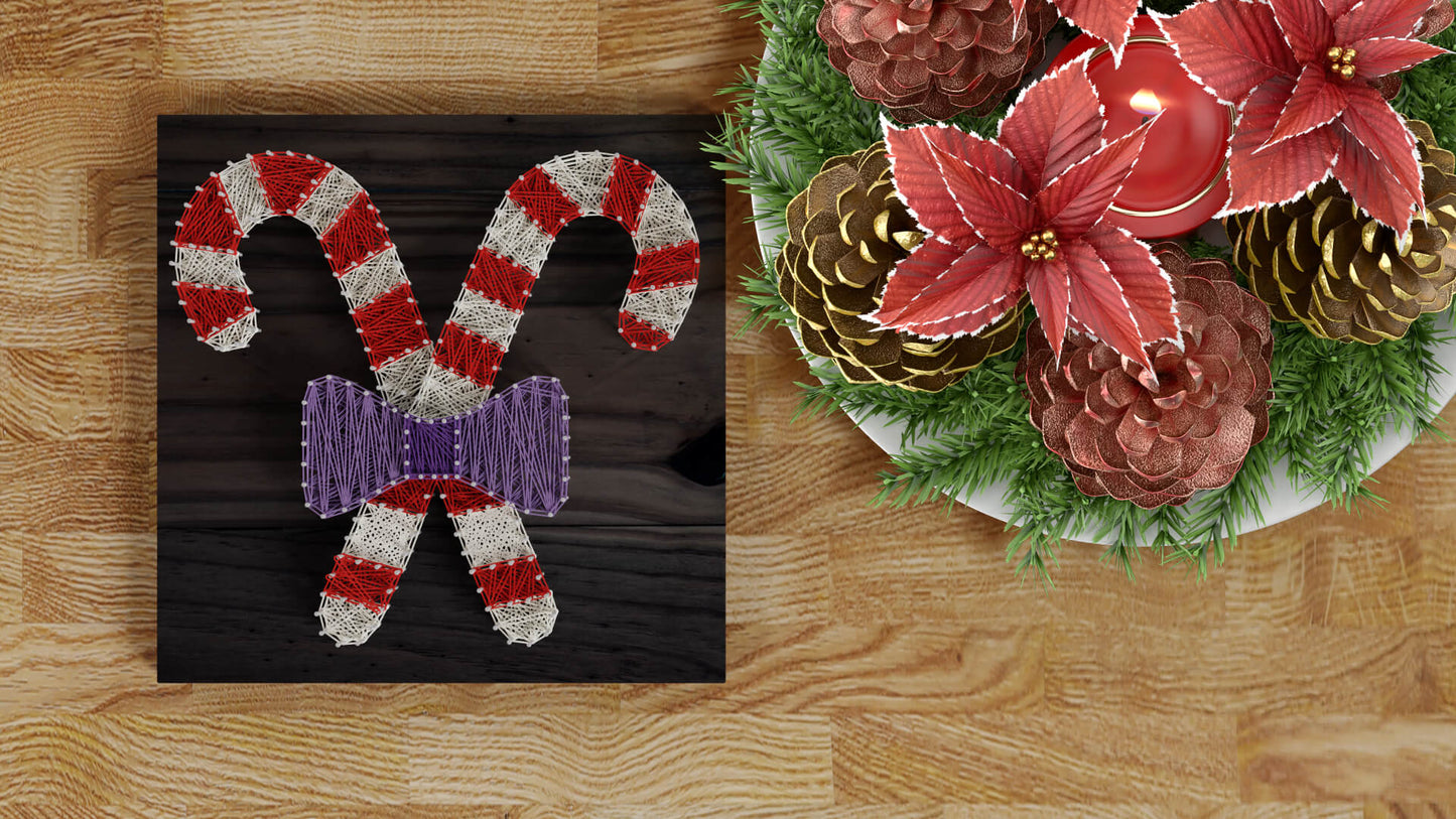 Candy Canes with Bow - Thread Picture Template